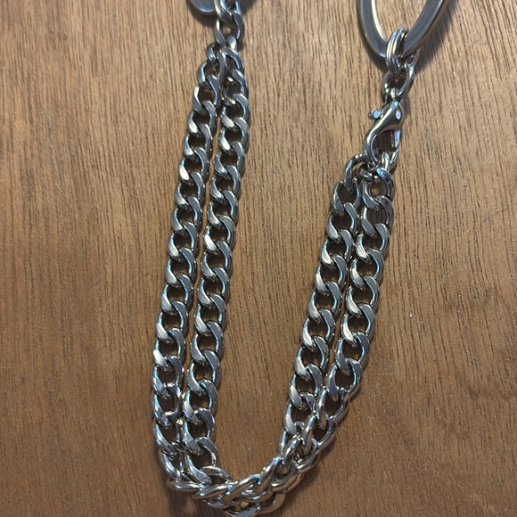 Vintage curb link continuous silver necklace unique double strand - Picture 3 of 5